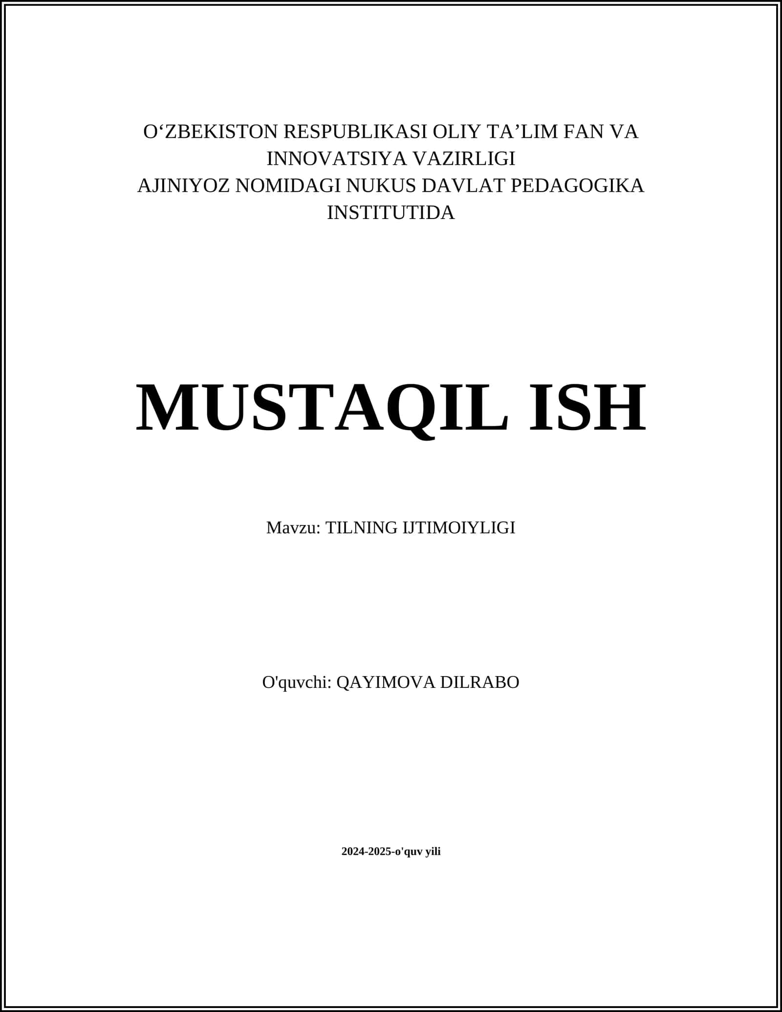TILNING IJTIMOIYLIGI 1