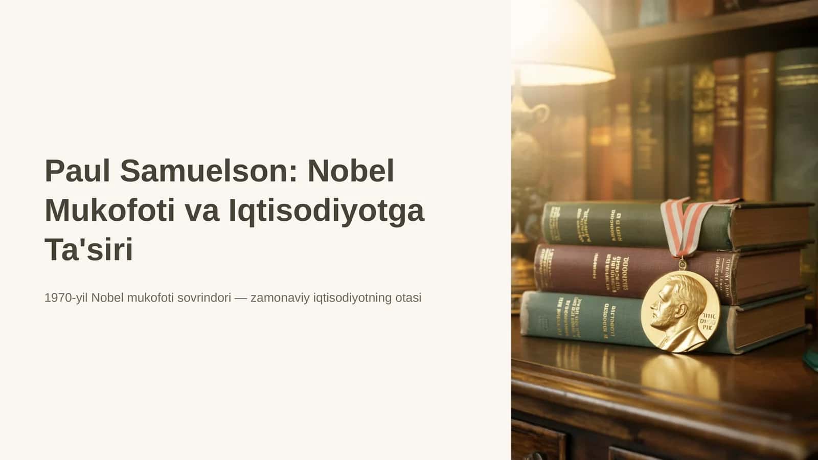 Paul Samuelson: Nobel Mukofoti va Iqtisodiyotga Ta'siri (Tayyor Mustaqil Ta'lim / PPTX + Nutq matni va Javoblar) 1