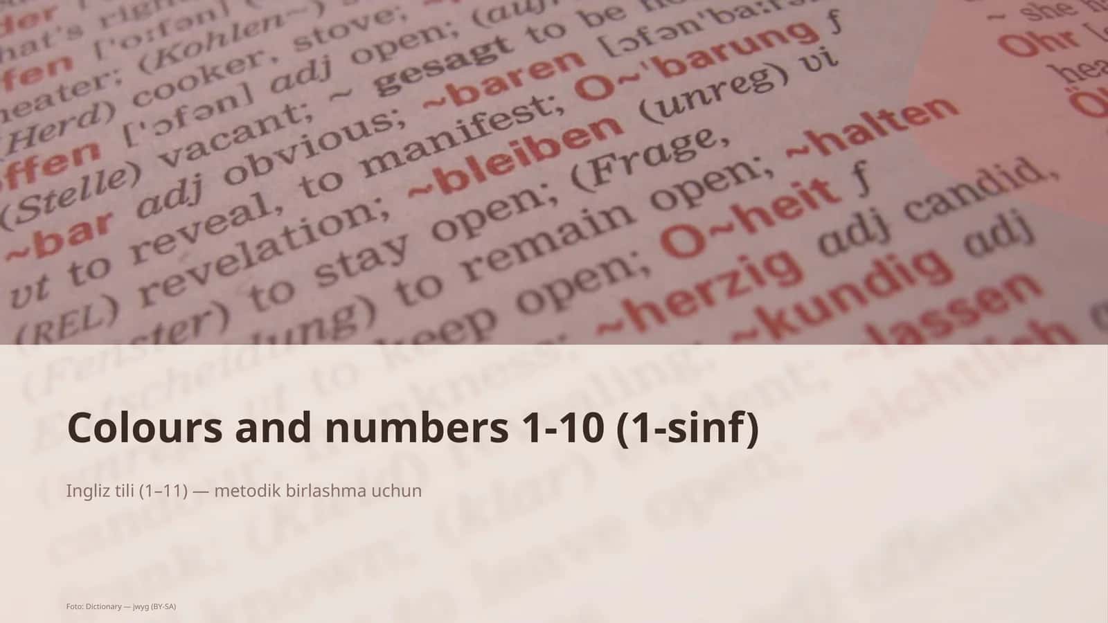 Colours and numbers 1-10 (1-sinf) 1