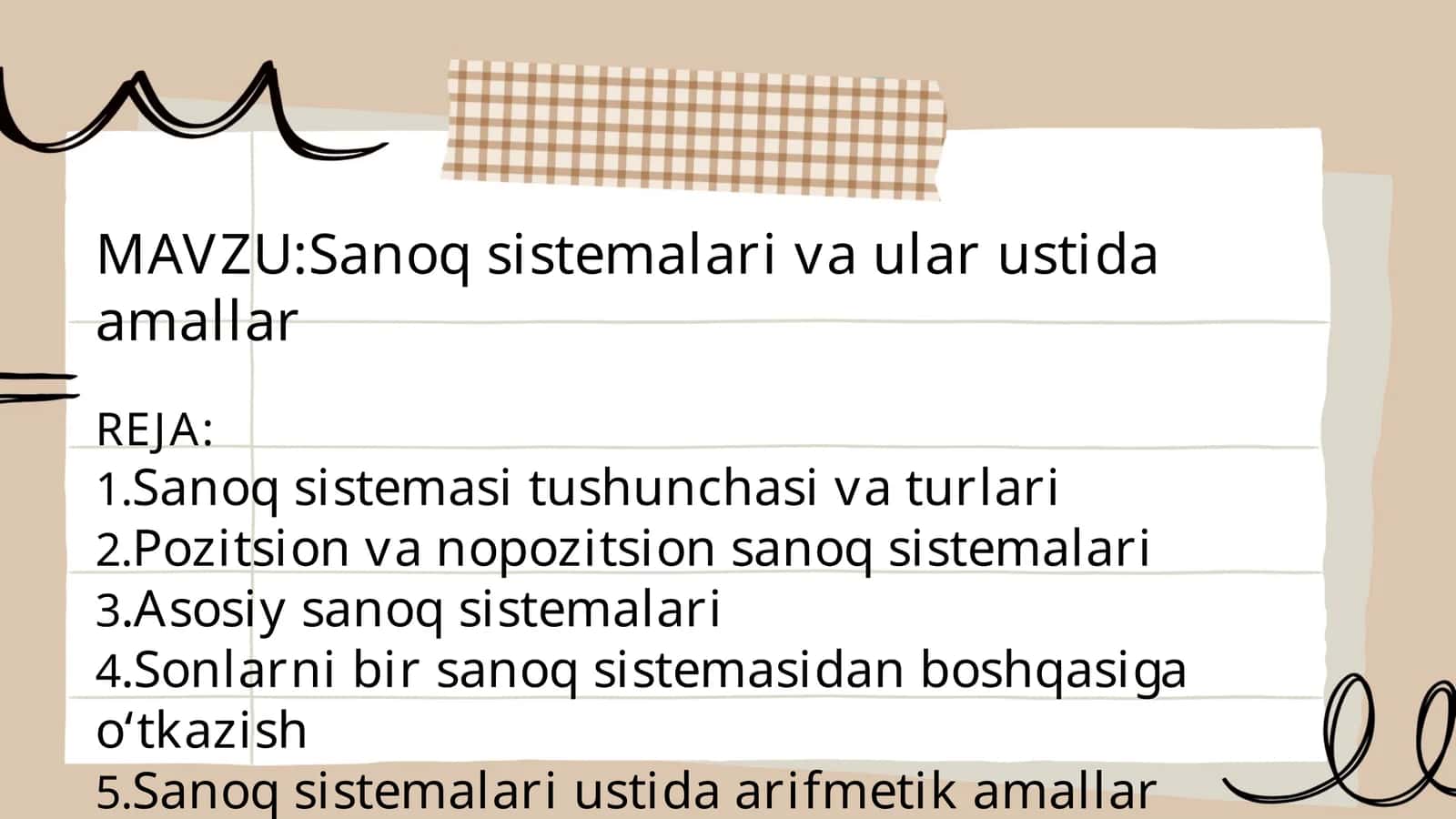 Sanoq sistemalari va ular ustida amallar (19 slaydli prezentatsiya, informatika) 1
