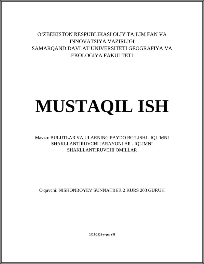 BULUTLAR VA ULARNING PAYDO BOʻLISHI 1