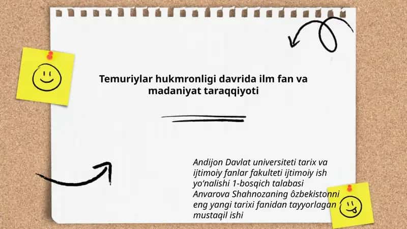 Ôzbekistonni eng yangi tarixi fanidan tayyorlagan mustaqil ish 1