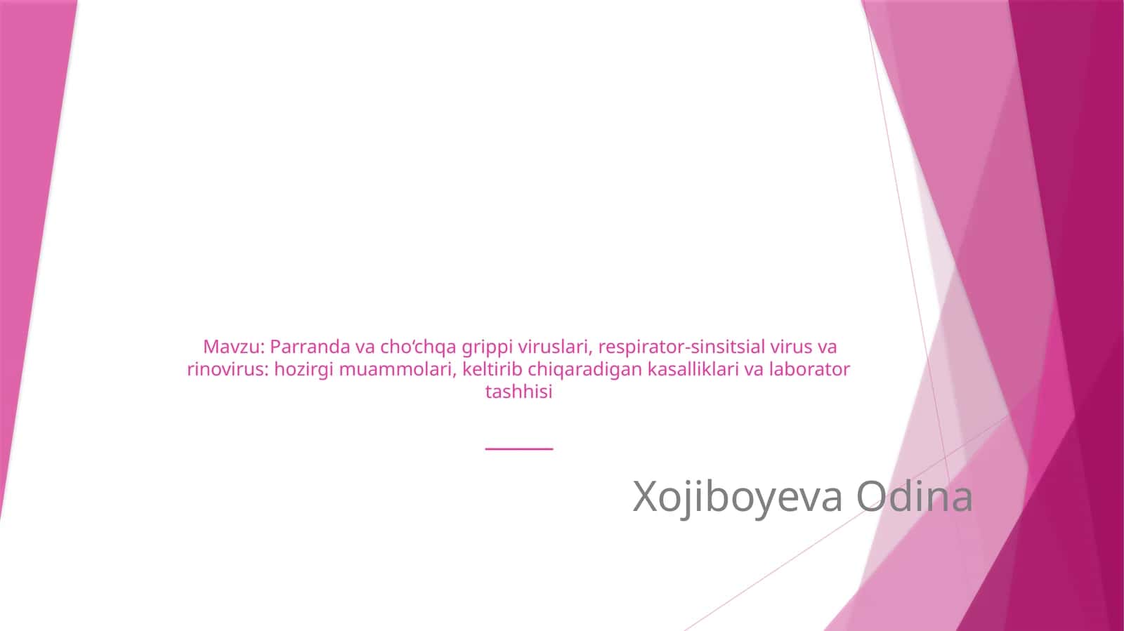 Parrandavacho‘chqagrippiviruslari, respirator-sinsitsialvirusvarinovirus:hozirgimuammolari,keltiribchiqaradigankasalliklarivalaboratortashhisi 1