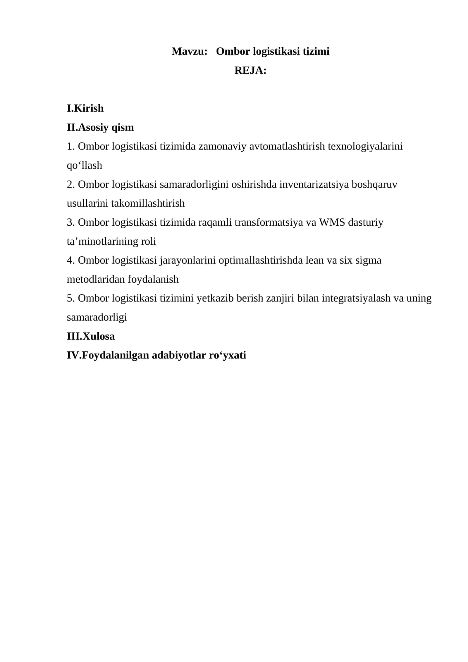 Ombor logistikasi tizimi 1