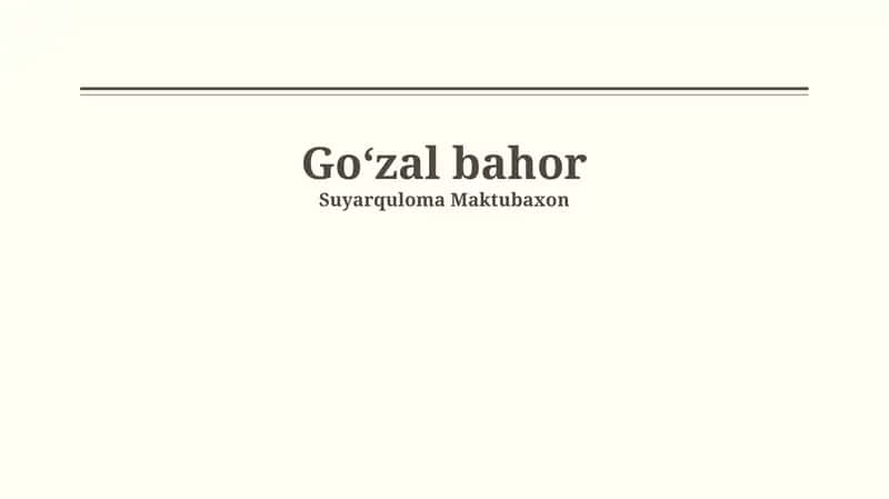 Goʻzal bahor 1