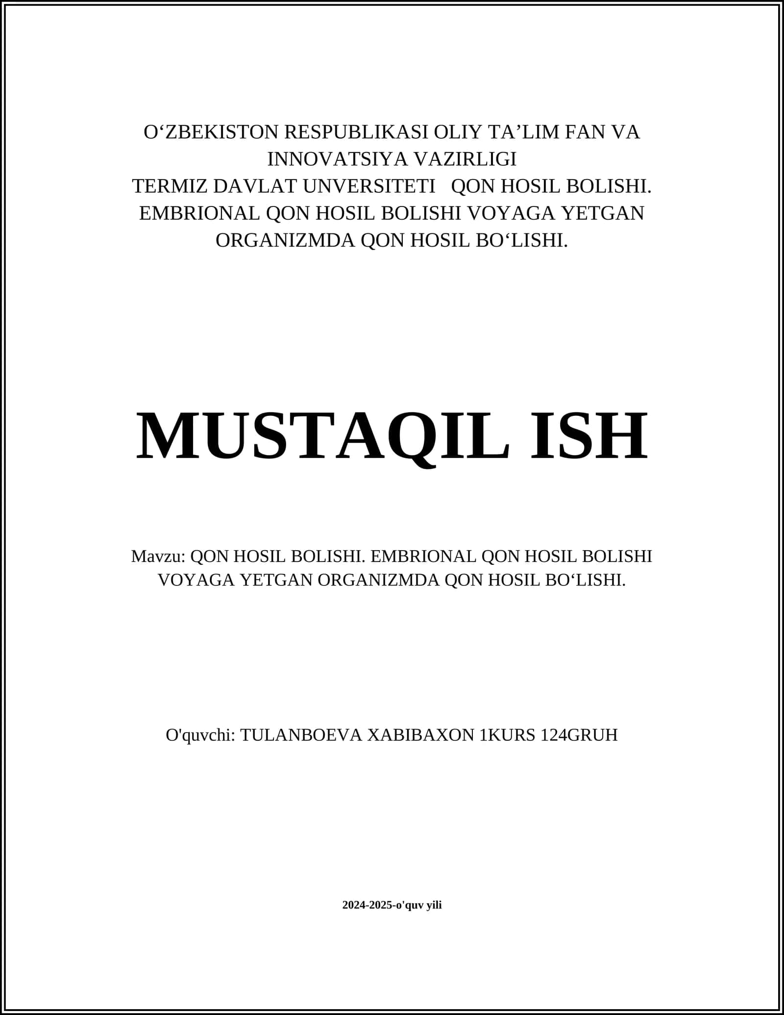 EMBRIONAL QON HOSIL BOLISHI 1