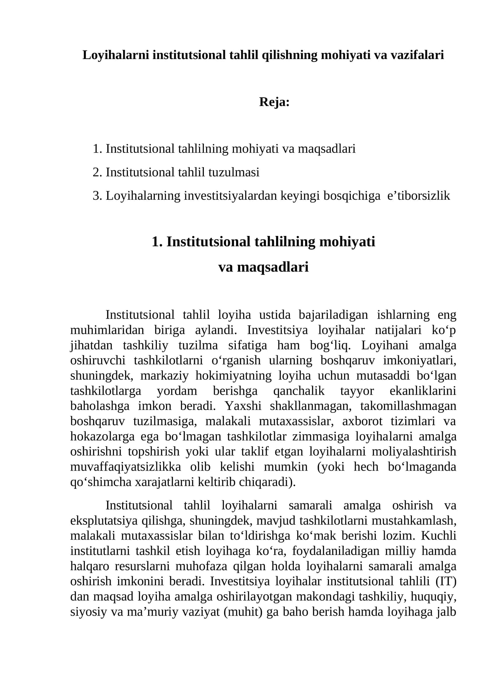 Institutsional Tahlil 1