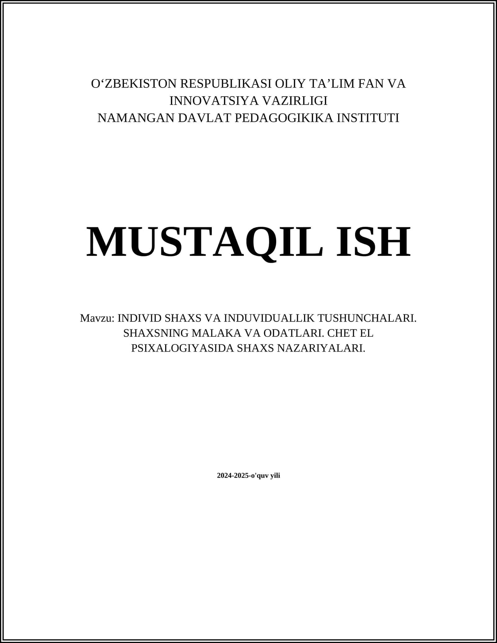 INDIVID SHAXS VA INDUVIDUALLIK TUSHUNCHALARI 1