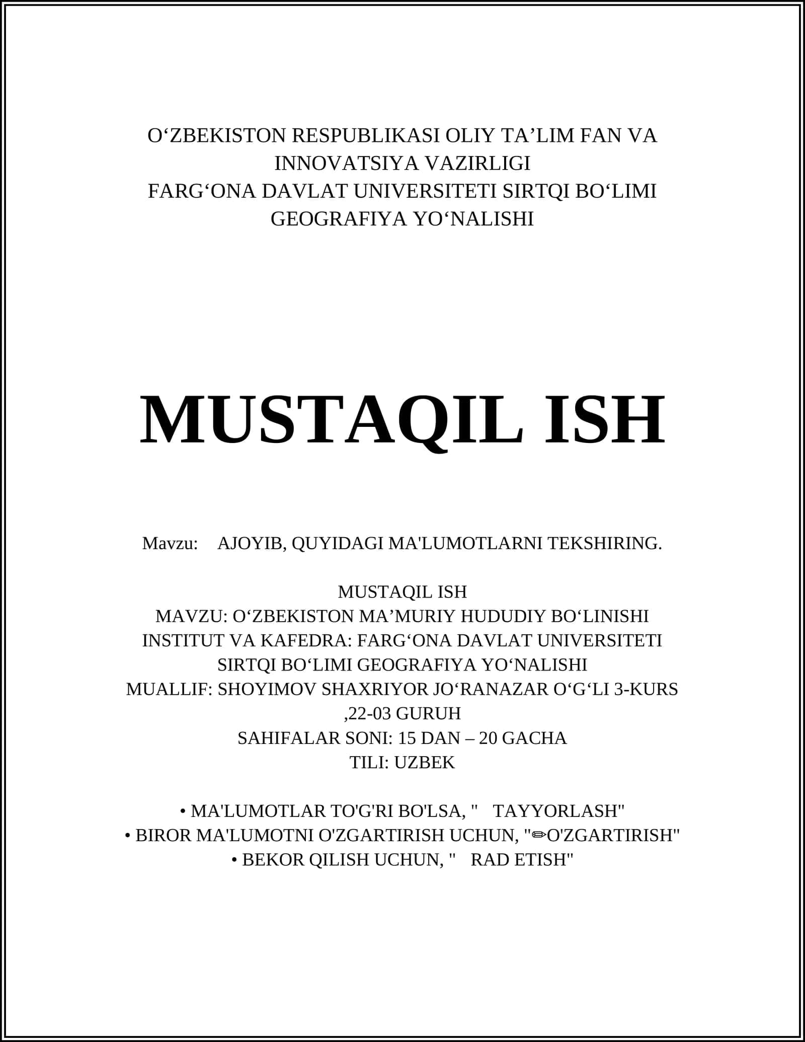 O‘zbekiston Respublikasi ma’muriy hududiy tuzilishi 1