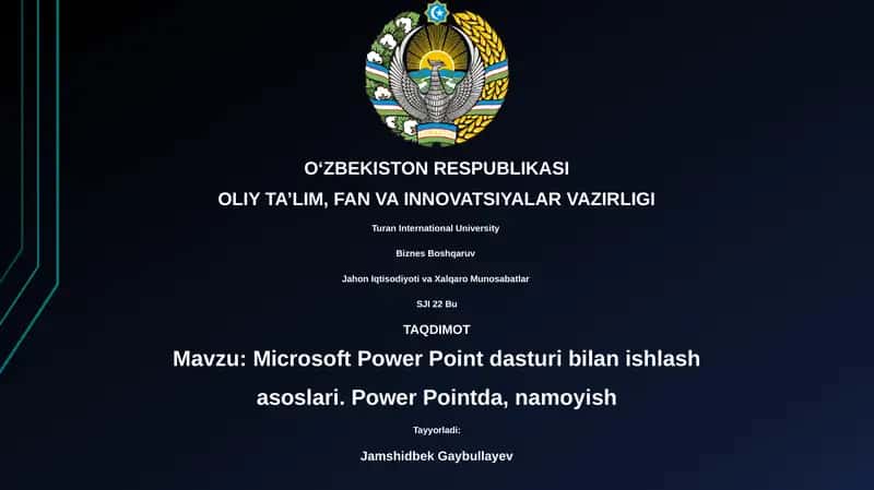 Microsoft Power Point dasturi bilan ishlash 1