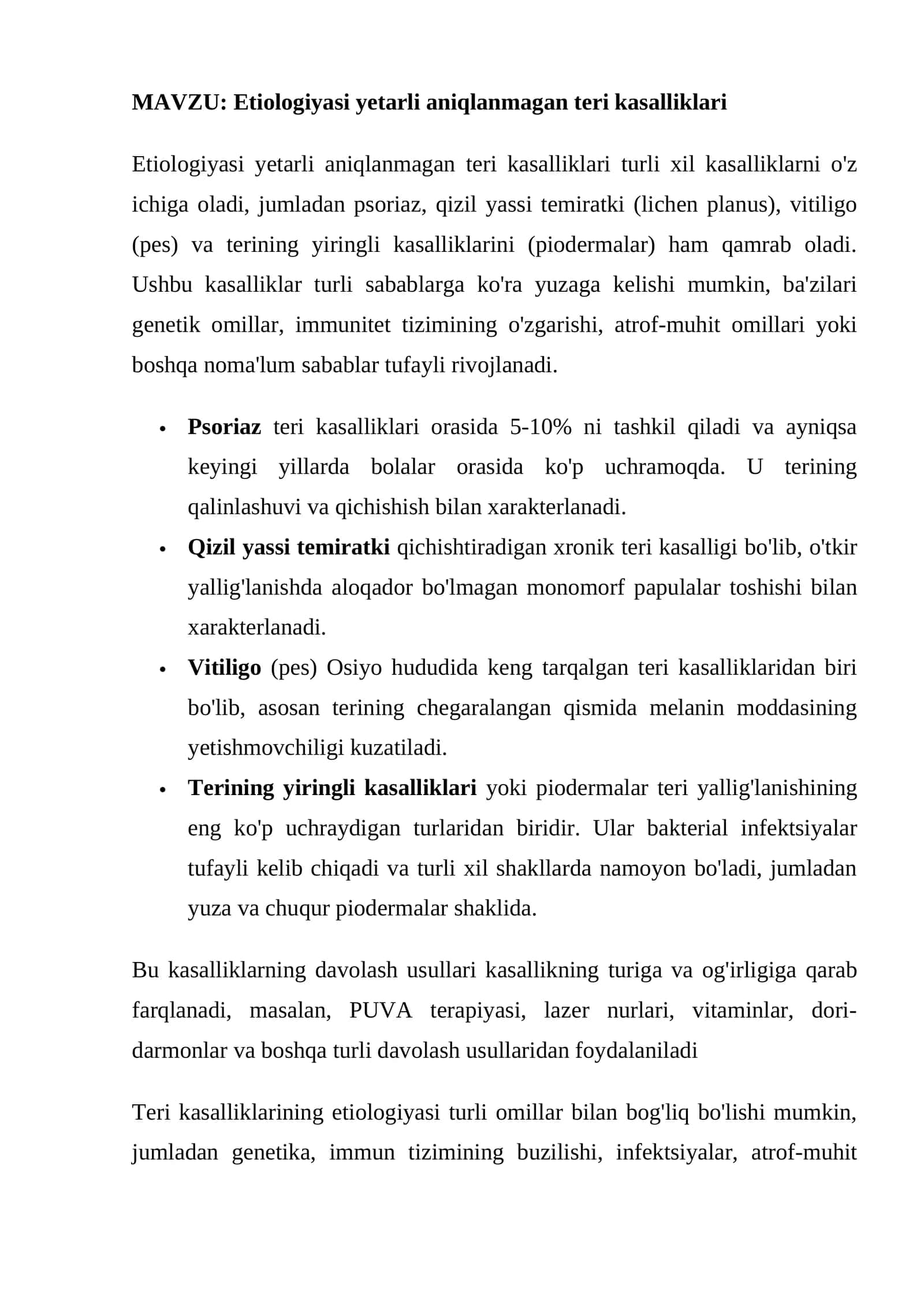 Etiologiyasi yetarli aniqlanmagan teri kasalliklari 1