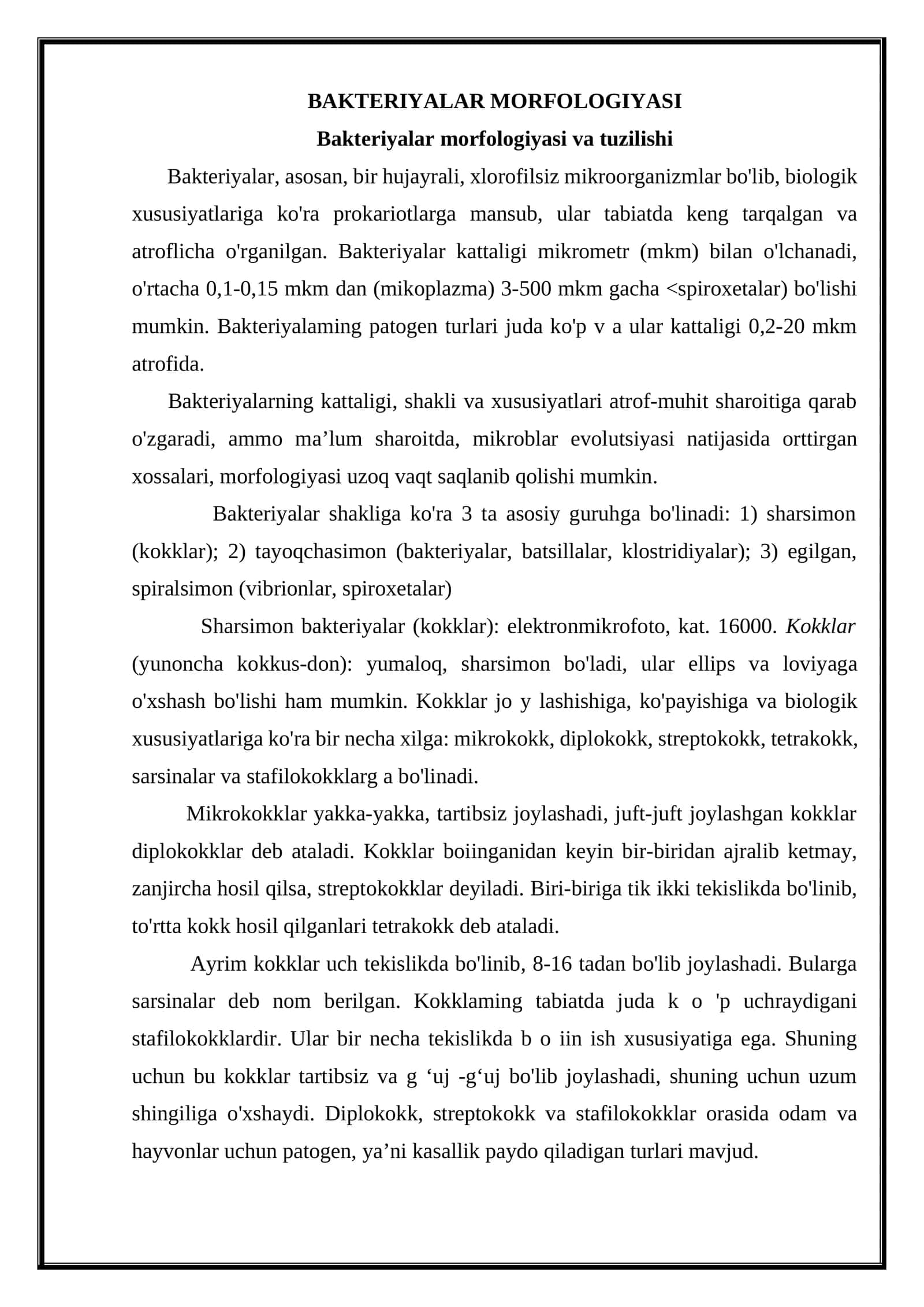 BAKTERIYALAR MORFOLOGIYASI 1