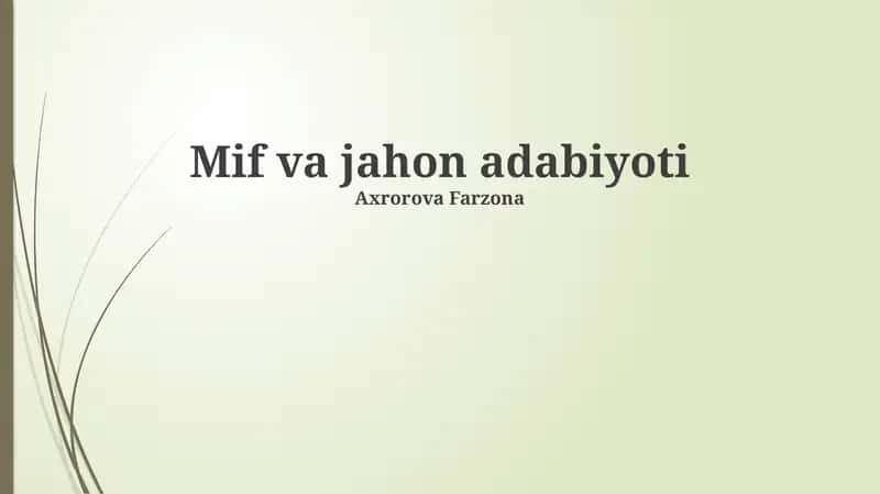 Mif va jahon adabiyoti 1