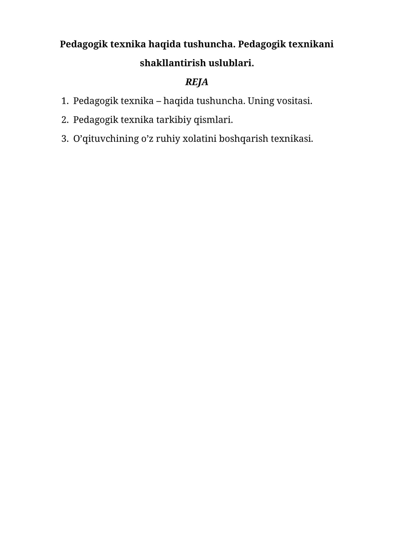 Pedagogik texnika haqida tushuncha 1