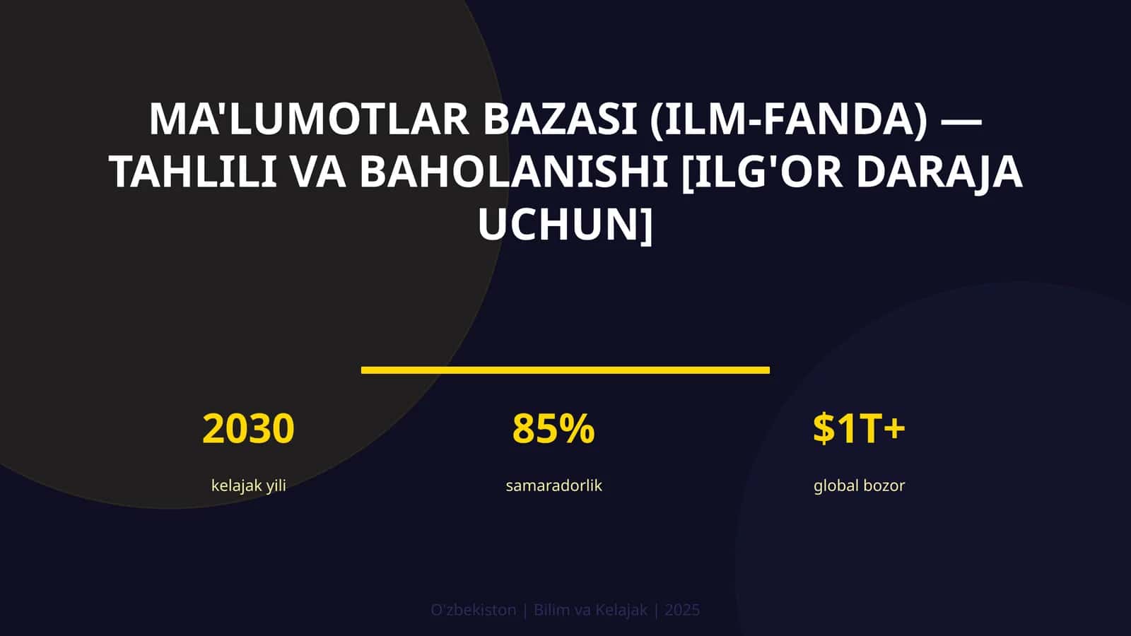 Ma'lumotlar bazasi (ilm-fanda) — tahlili va baholanishi [ilg'or daraja uchun] 1