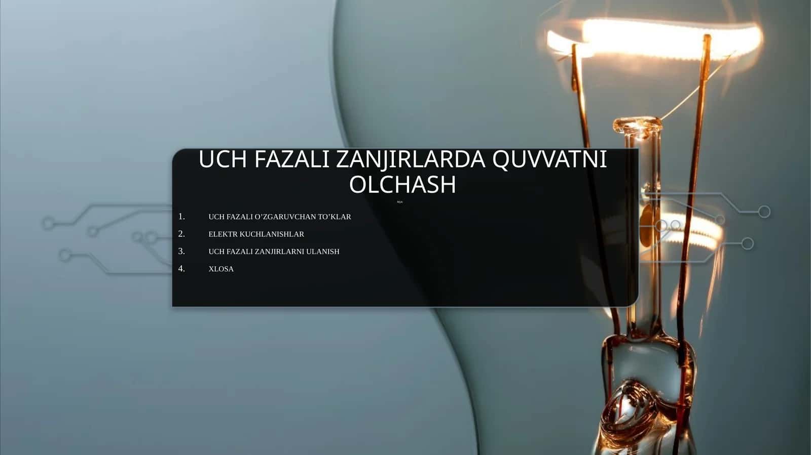 Uch fazali zanjirlarda quvvatni o'lchash 1