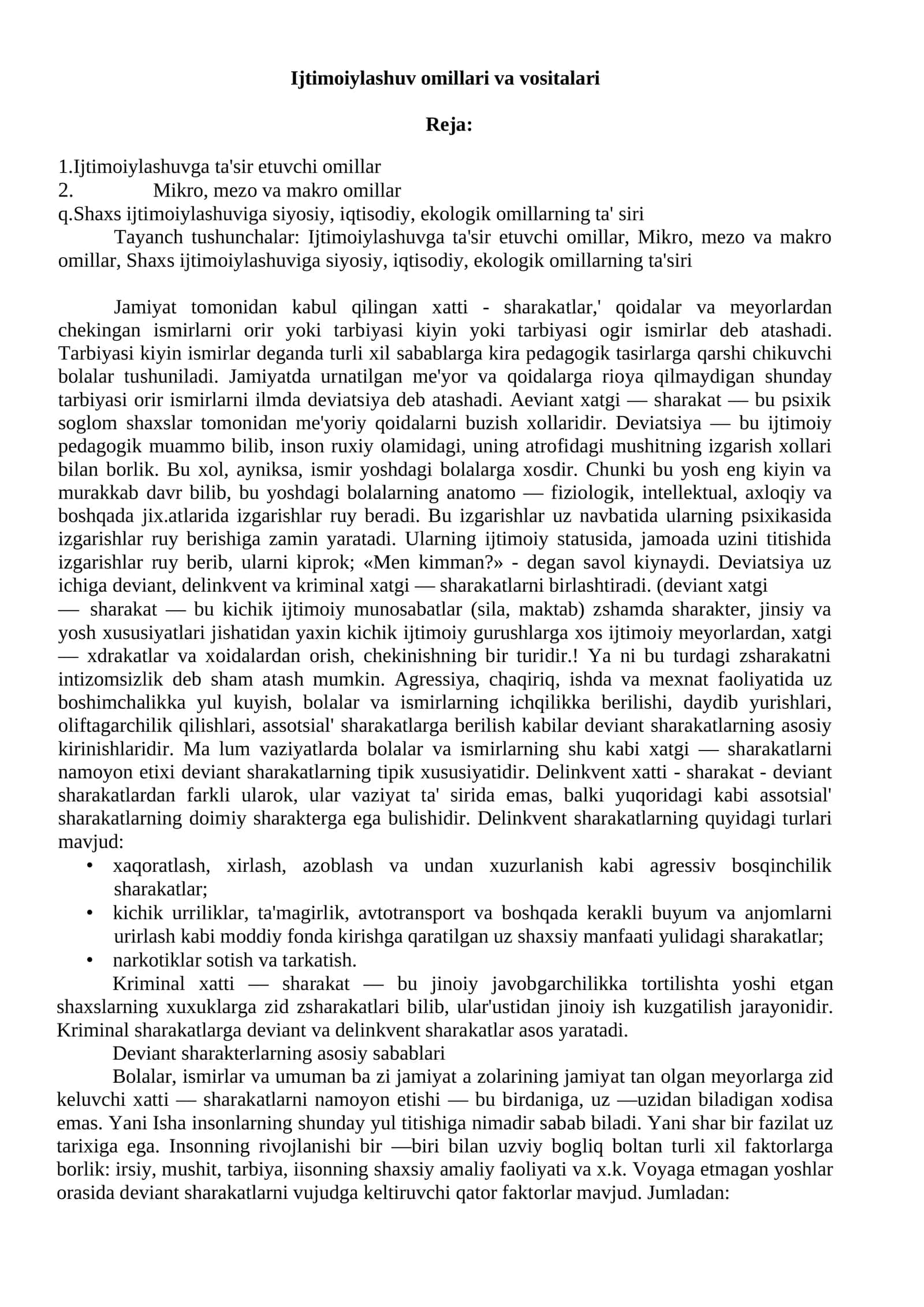 Ijtimoiylashuv omillari va vositalari 1