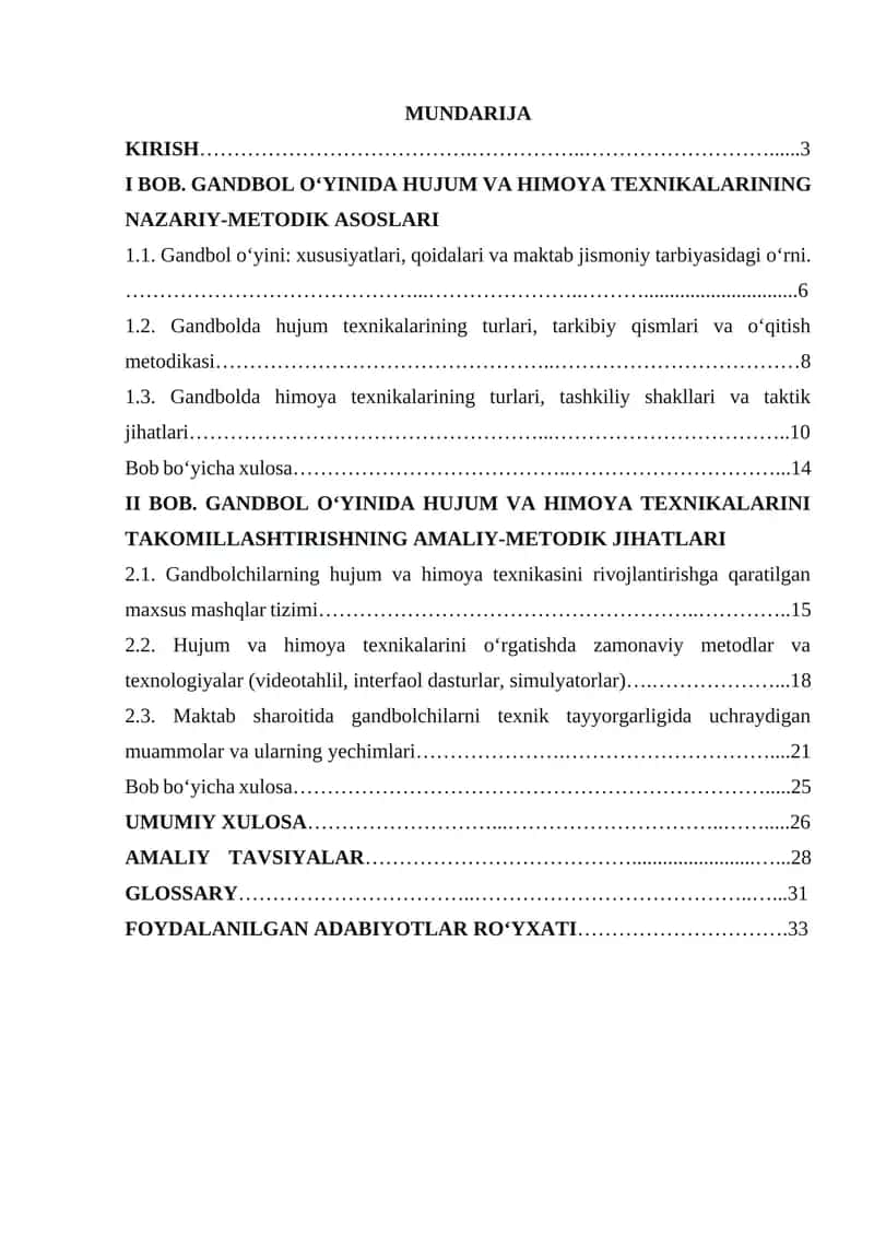 Gandbol O'yinida Hujum va Himoya Texnikalarining Nazariy-Metodik Asoslari 1