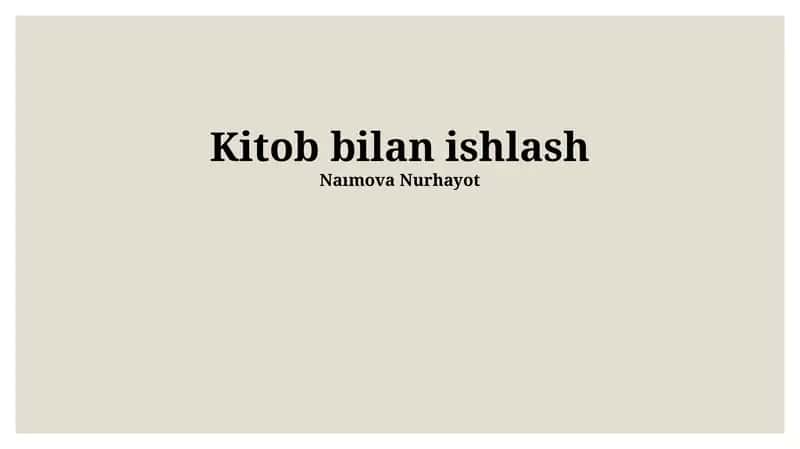 Kitob bilan ishlash 1