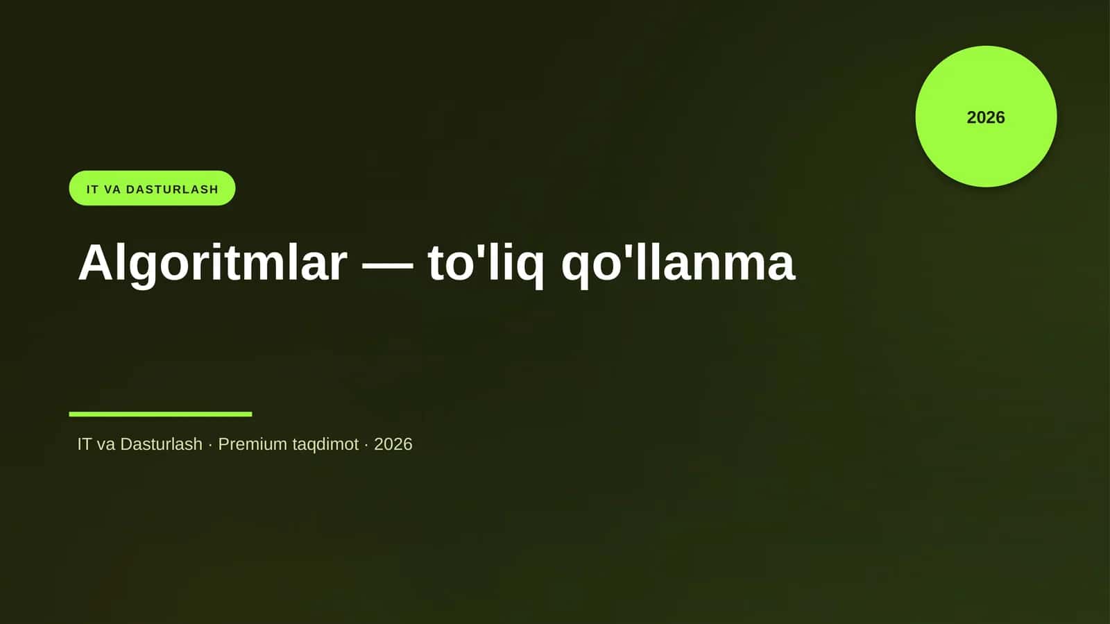 Algoritmlar — to'liq qo'llanma 1
