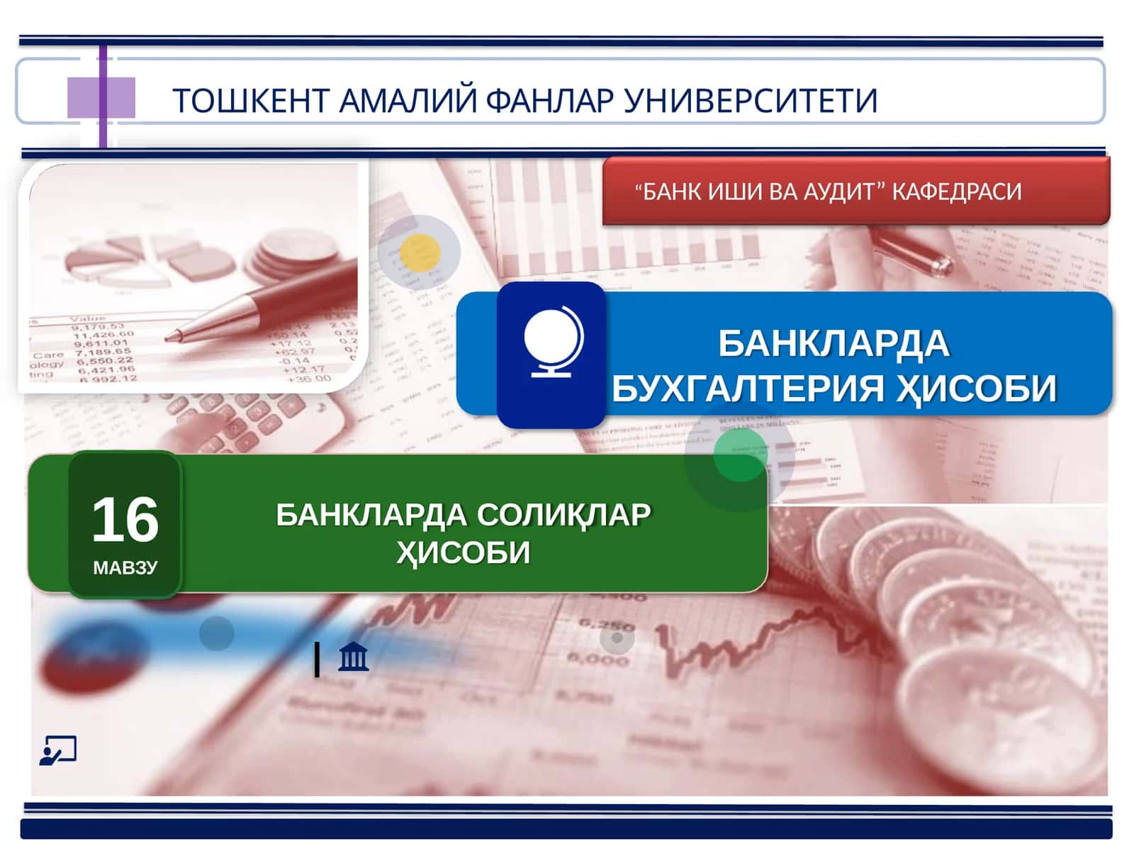 Banklarda soliqlar va yig’imlar hisobi 1