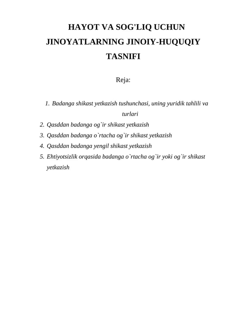 Jinoiy-Huquqiy Tasnif 1