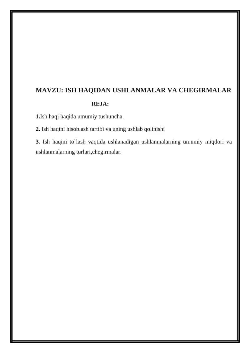 Ish haqida ushlanmalar va chegirmalar 1