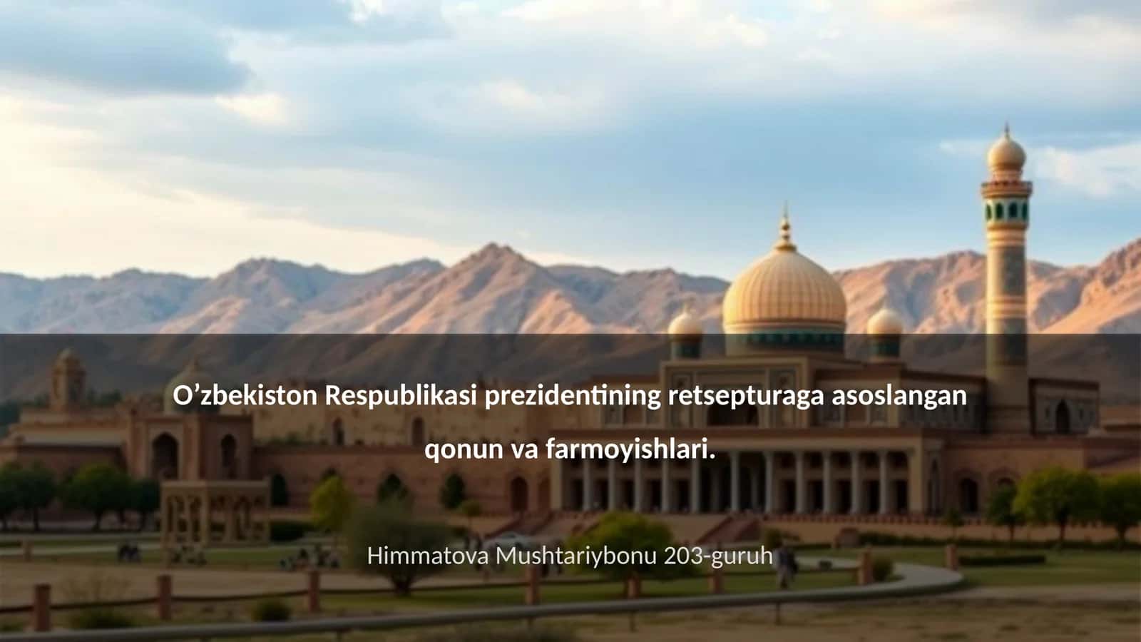 O’zbekiston Respublikasi prezidentining retsepturaga asoslangan qonun va farmoyishlari 1