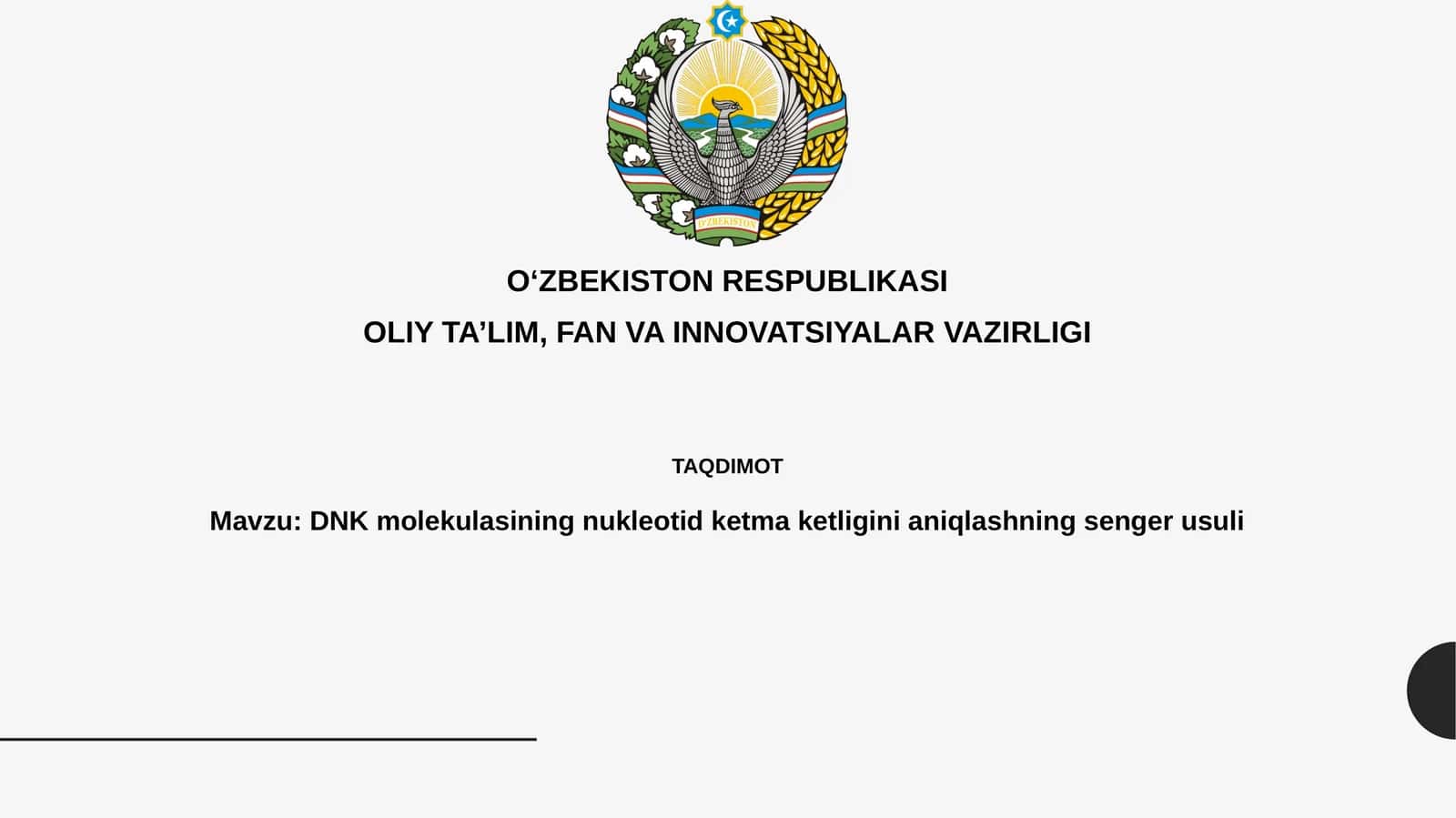 DNK molekulasining nukleotid ketmaketligini aniqlashning senger usuli 1
