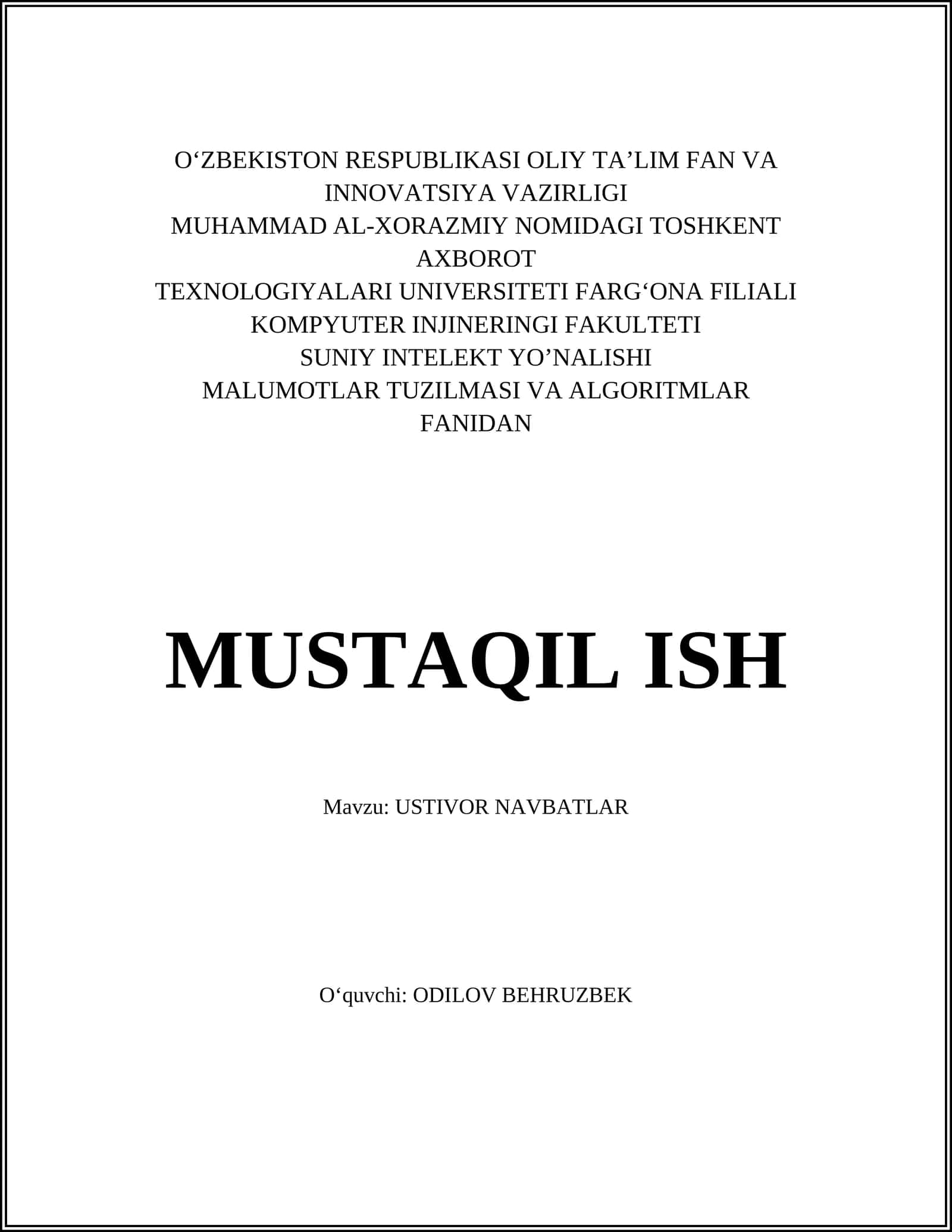 Ustivor Navbatlar 1