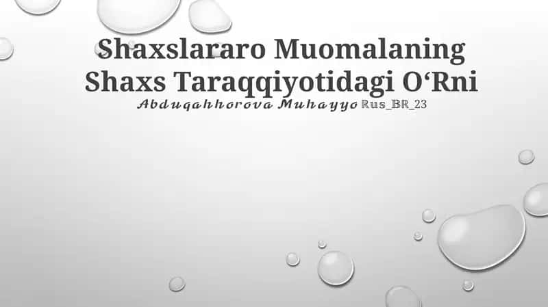 Shaxslararo Muloqot 1