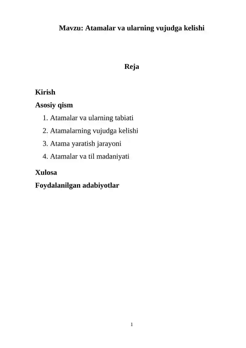 Atamalar va ularning vujudga kelishi