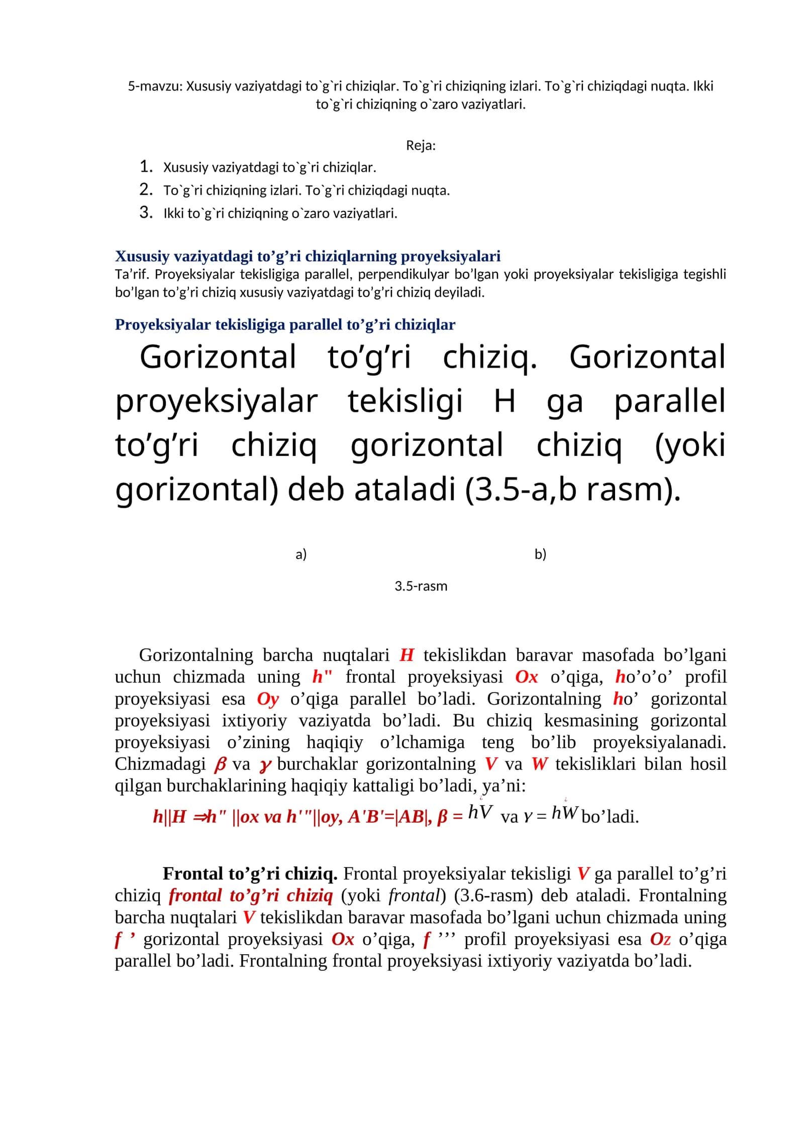 Xususiy vaziyatdagi to’g’ri chiziqlar 1