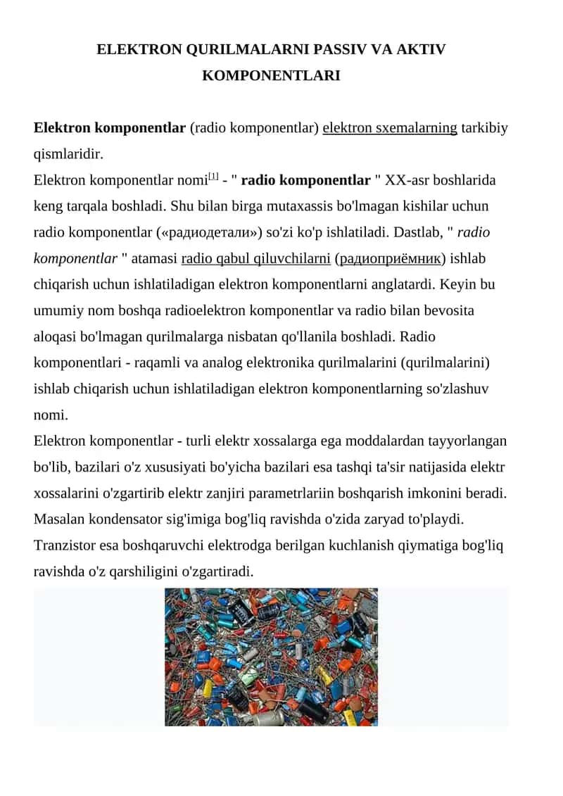 Elektron komponentlar 1