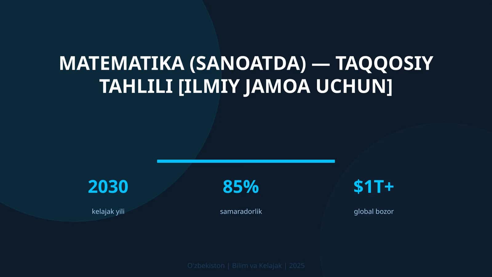 MATEMATIKA (SANOATDA) — TAQQOSIY TAHLILI [ILMIY JAMOA UCHUN] 1