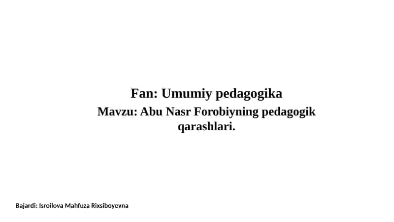 Abu Nasr Forobiyning Pedagogik Qarashlari 1
