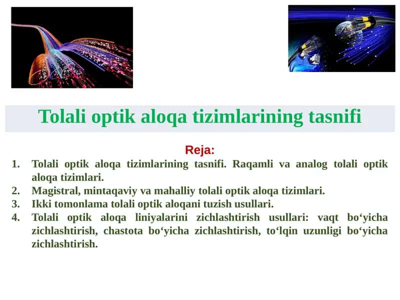 Tolali Optik Aloqa Tizimlari 1