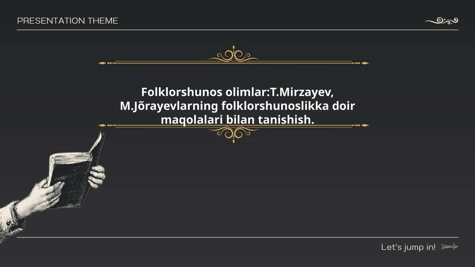 Reja: T.Mirzayev, M.Jõrayev Folklorshunoslik Maqolalari 1