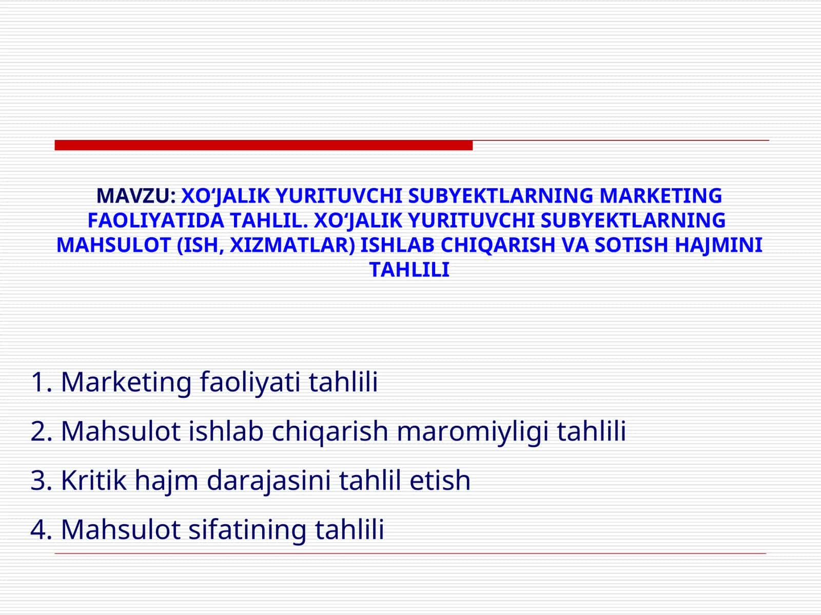 Marketing faoliyati tahlili 1