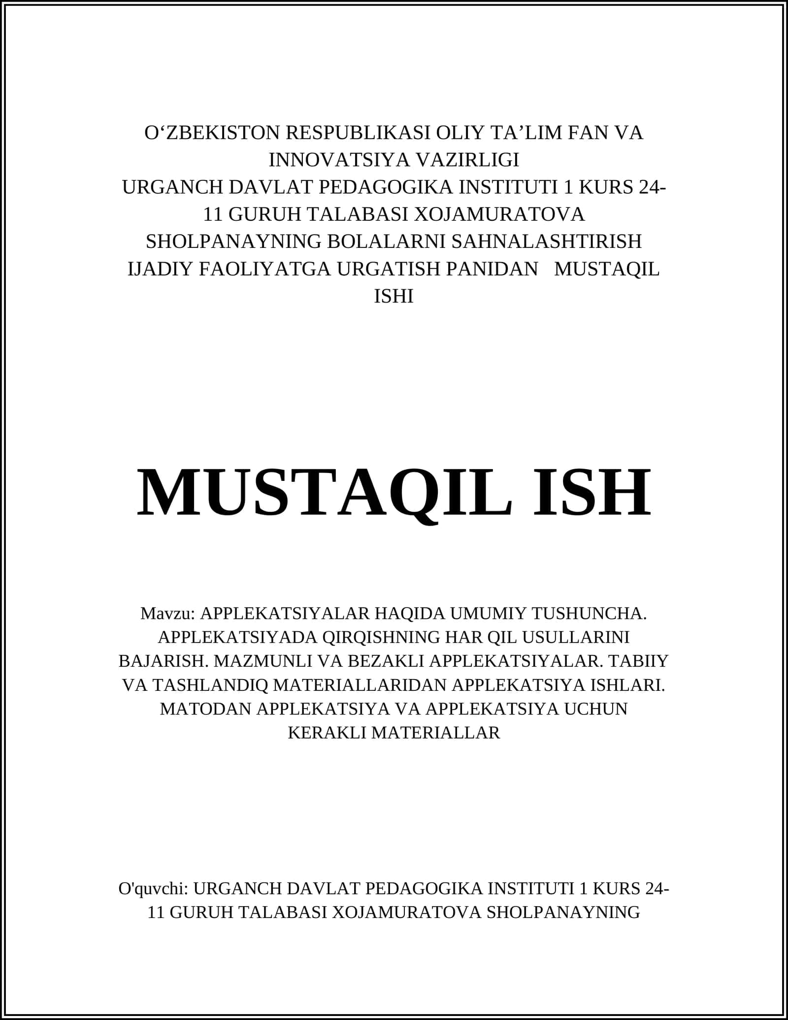 APPLEKATSIYALAR 1