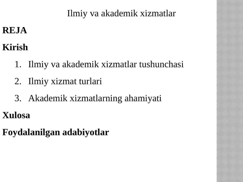 Ilmiy va akademik xizmatlar 1