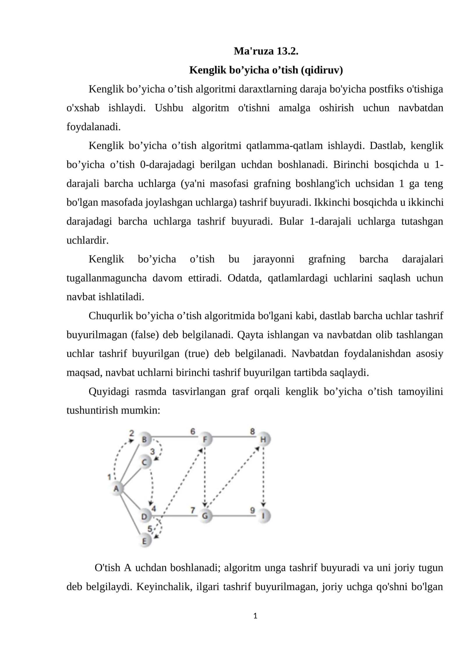 Kenglik bo’yicha o’tish (qidiruv) 1