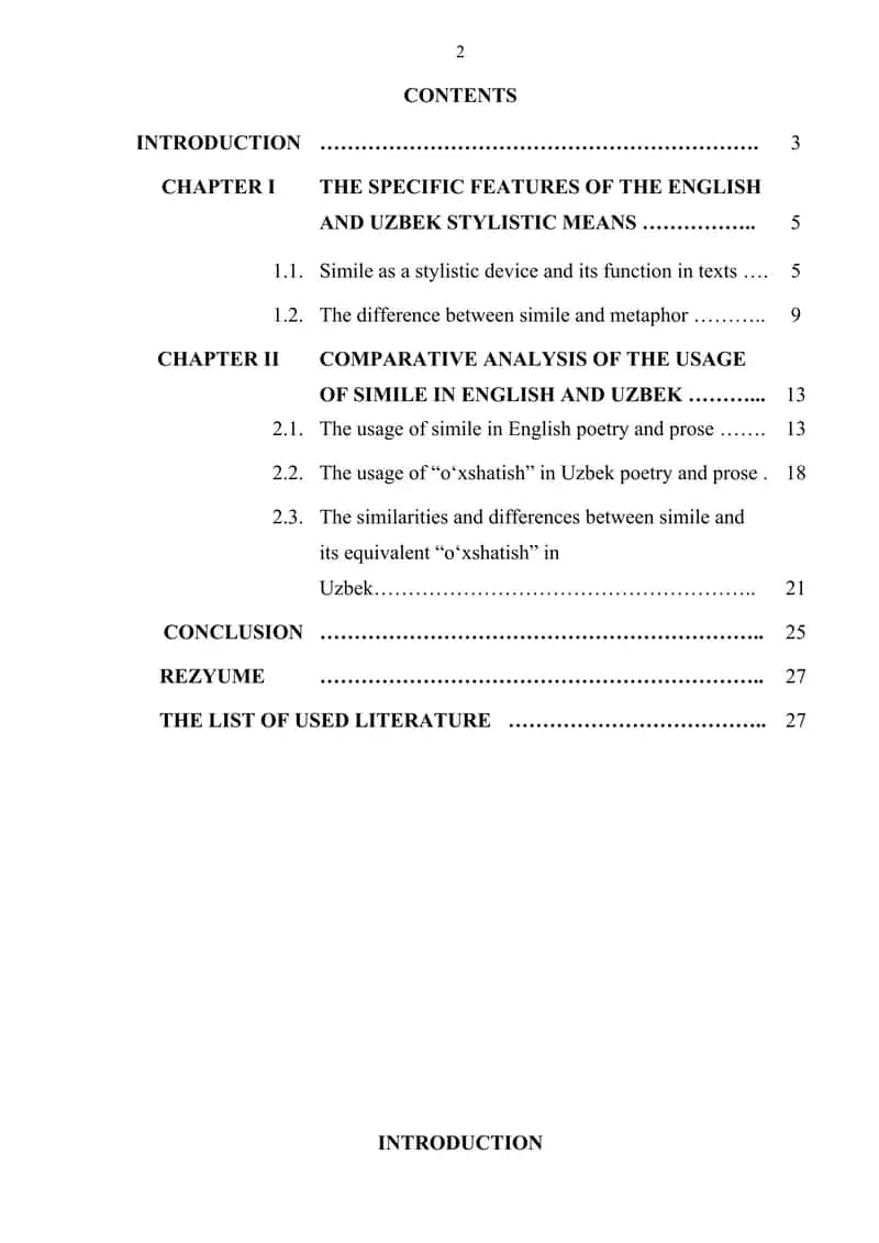 COMPARATIVE ANALYSIS OF THE USAGE OF SIMILE IN ENGLISH AND UZBEK 1