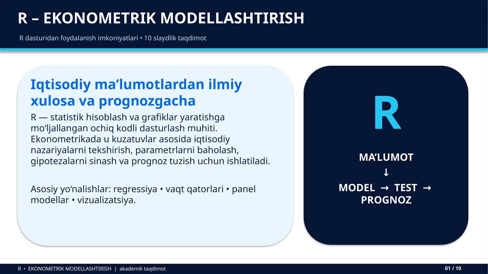 R – EKONOMETRIK MODELLASHTIRISH 1