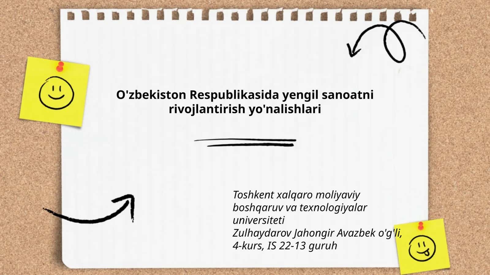 O'zbekiston Respublikasida yengil sanoatni rivojlantirish yo'nalishlari 1