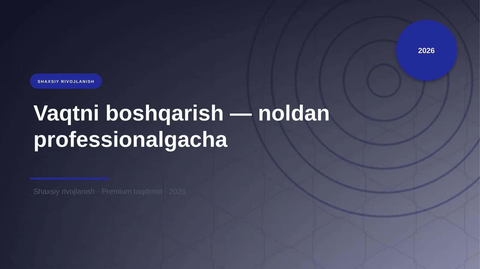 Vaqtni boshqarish — noldan professionalgacha 1