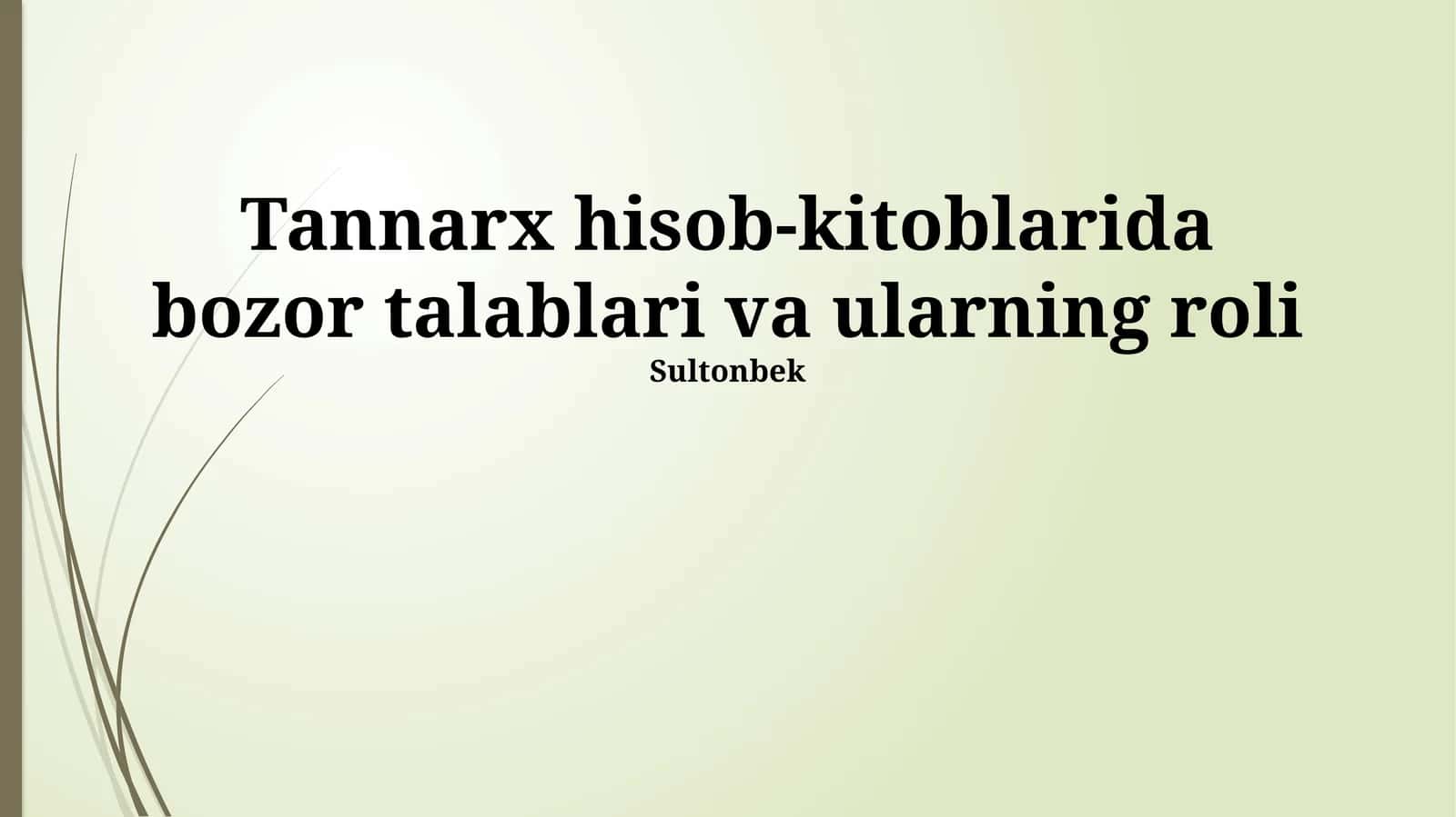Tannarx Hisob-kitoblaridagi O'rni 1