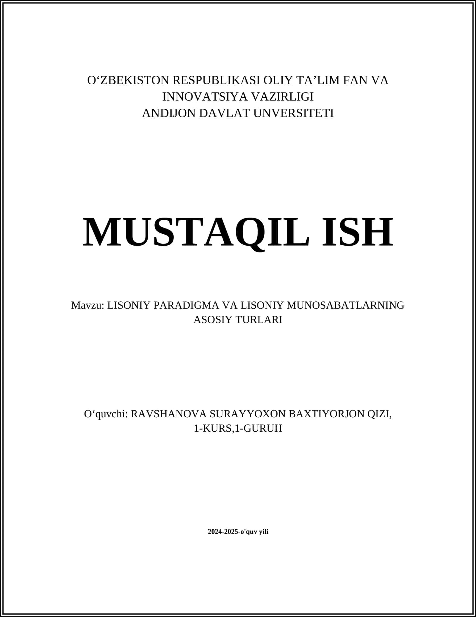 LISONIY PARADIGMA VA LISONIY MUNOSABATLARNING ASOSIY TURLARI 1