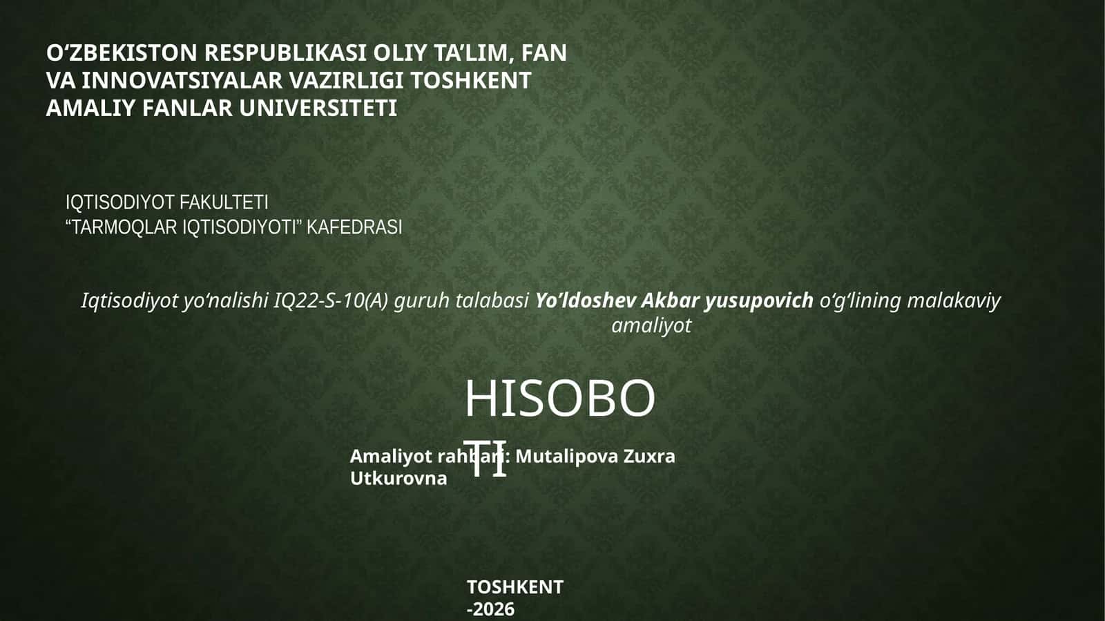 TarMOQLAR IQTISODIYOTI 1