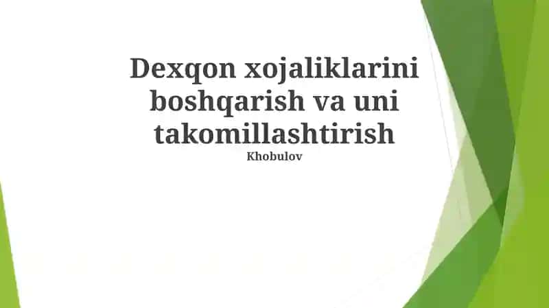 Barqaror dehqonchilik amaliyoti 1